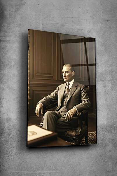 Alcor Atatürk Cam Tablo - Portre - Cam Tablo - Duvar Dekoru - Atatürk Portres...