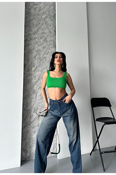 DESTEMODA Γυναικείο φαρδύ τζιν παντελόνι με πέτρα, ένζυμο, χημικό πλύσιμο με μουστάκι, καφέ τόνος 4002