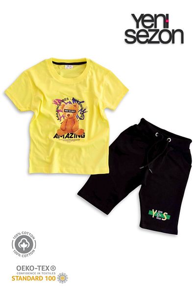 TRİLİYA Triliya Cotton Unisex Children's Capri Set (with Pocket & Lanyard, 3-12 Years)