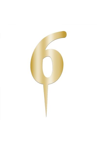 Pastaland Numărul 6 din plexiglas cu oglindă auriu