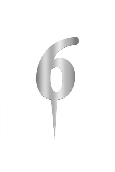 Genel Markalar Aynalı Gümüş Pleksi 6 Rakamı