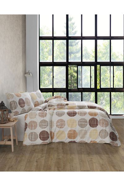 Story home Textile Set de lenjerie de pat Story Home 100% bumbac Ranforce 144tc, husă pilotă 4 buc., 200x220 cm, Matteo Brown