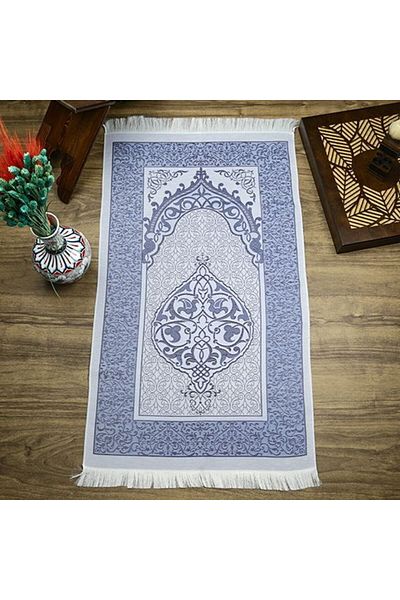 İkranur Gift Silk Nur Taffeta Prayer Rug Navy Blue 68X110 cm - 200 Gr