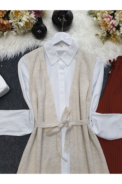Modamorfo Stone Colored Mesh Spring Cardigan