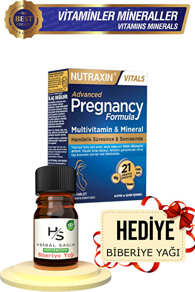 Nutraxin Advanced Pregnancy Formula 30 Adet Tablet 21 Vitamin & Mineral Hrblsglk Biberiye Yağı (HEDİYE)