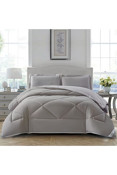 Donetella 3-Piece Comforter Set – King Size 260x240 cm, Microfiber, Solid Quilted 350 Gsm Filling
