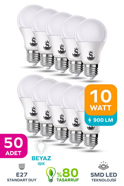 ŞANLED 10W Tasarruflu Beyaz Renk Led Ampul-1-2-4-6-10-50-100 Adettir
