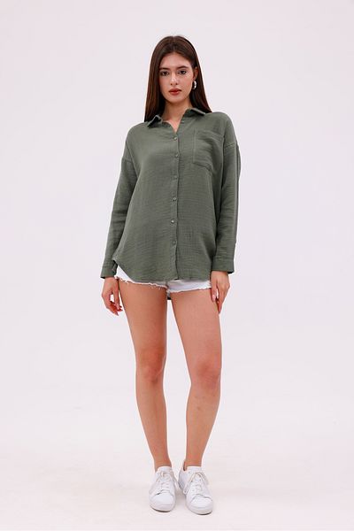 GENIUS STORE Oversize Basic Muslin Γυναικείο Πουκάμισο ΓΥΝΑΙΚΕΙΟ-ΜΟΥΣΛΙΝ-ΠΟΥΚΑΜΙΣΟ