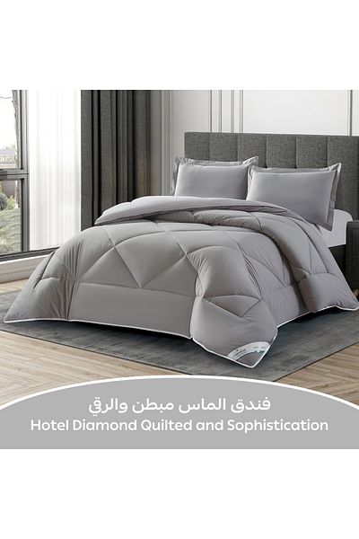 Donetella 3-Piece Comforter Set – King Size 260x240 cm, Microfiber, Solid Quilted 350 Gsm Filling