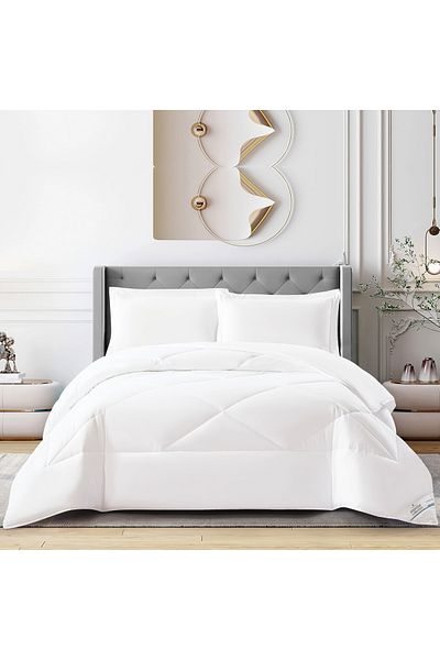 Donetella 3-Piece Comforter Set – King Size 260x240 cm, Microfiber, Solid Quilted 350 Gsm Filling