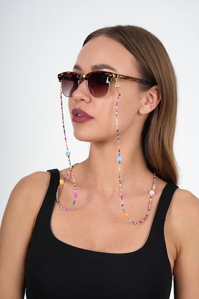JULIANO Fimo Heart Sand Bead Glasses Chain - Necklace - Bracelet
