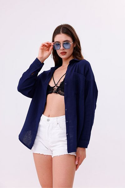 GENIUS STORE Oversize Basic Muslin Γυναικείο Πουκάμισο ΓΥΝΑΙΚΕΙΟ-ΜΟΥΣΛΙΝ-ΠΟΥΚΑΜΙΣΟ