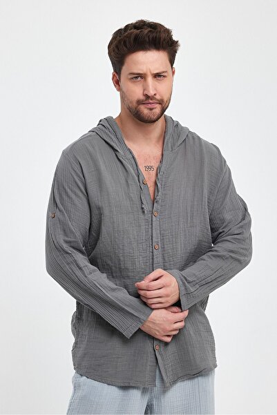 Heaven Ephesus Ανδρικό πουκάμισο Muslin Hooded - 4010