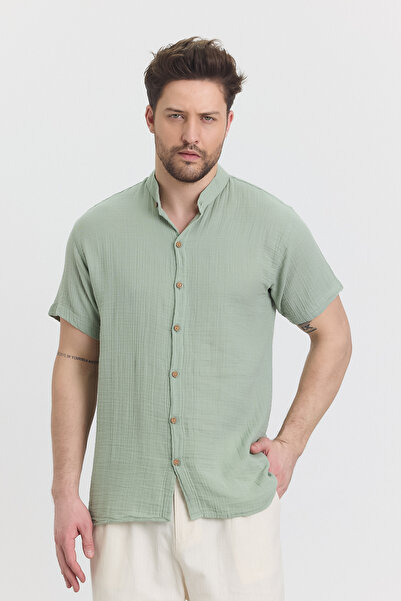 Heaven Ephesus Ανδρικό πουκάμισο - Μουσελίνα Judge's Collar κοντομάνικο πουκάμισο - 4080