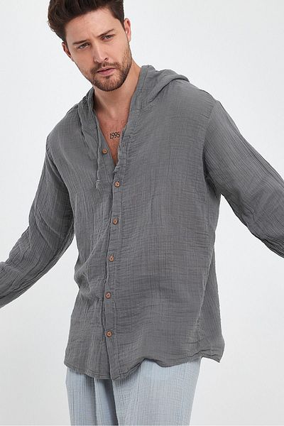 Heaven Ephesus Ανδρικό πουκάμισο Muslin Hooded - 4010