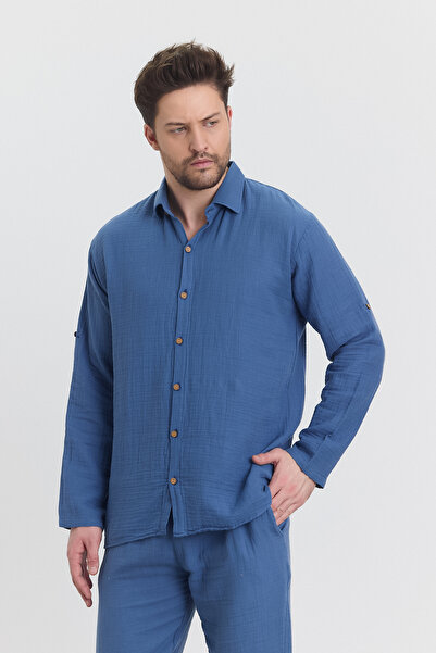 Heaven Ephesus Муслінова сорочка з довгими рукавами та коміром - 4030