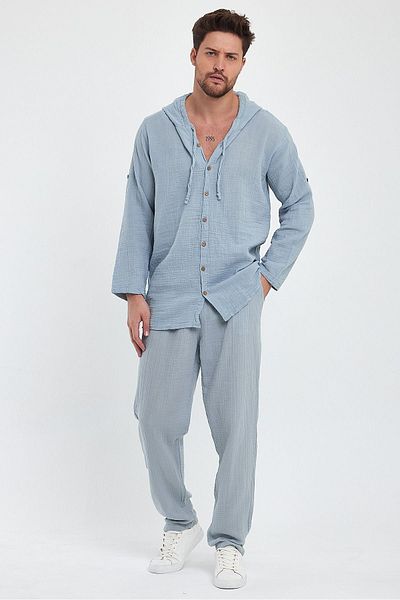 Heaven Ephesus Ανδρικό πουκάμισο Muslin Hooded - 4010