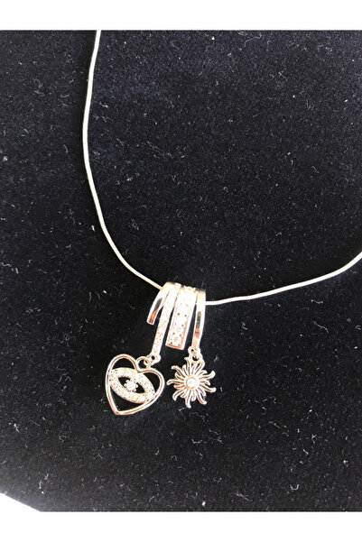 stainless steell Çelik Silver Güneş ve Kalp Nazar Sallantılı Kolye