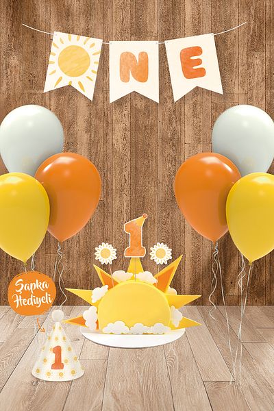 Hey Parti 1 Year Birthday Party Set - Sun Themed and Minimal Tiny