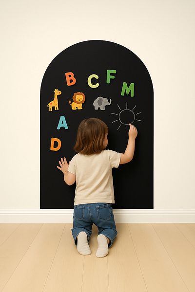 MagPlay Tabla Magnetica Adeziva de Perete pentru Copii 60x100 cm – Scris, Desen, Joc Educativ – Negru