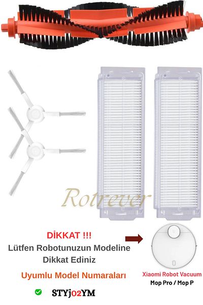 RotRever Xiaomi Robot Vacuum Mop Pro-Vacuum Mop P Model Number Stytj02Ym Compatible Filter, Brush Set