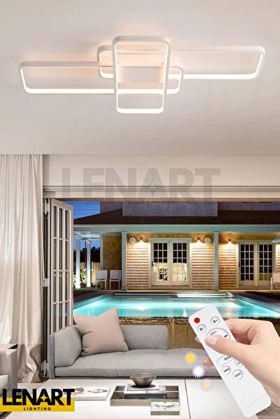 Lenart Lighting Geniş Kasa Yüksek Aydınlatmalı 3 Kat Avize Kumandalı Avize 3 Renk Aydınlatmalı Tavan Led Avize