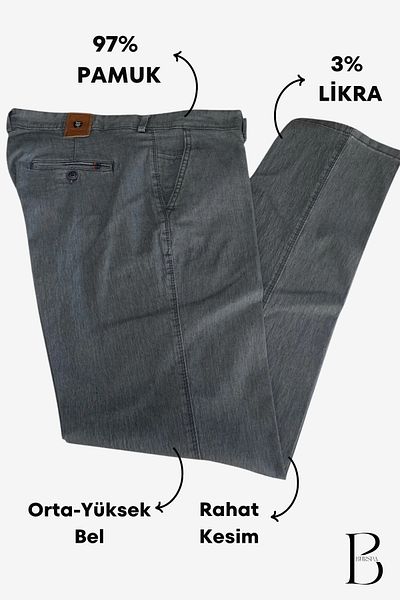 BURSPA Relaxed Cut Lycra Cotton Men's Dad Smoked Linen Trousers