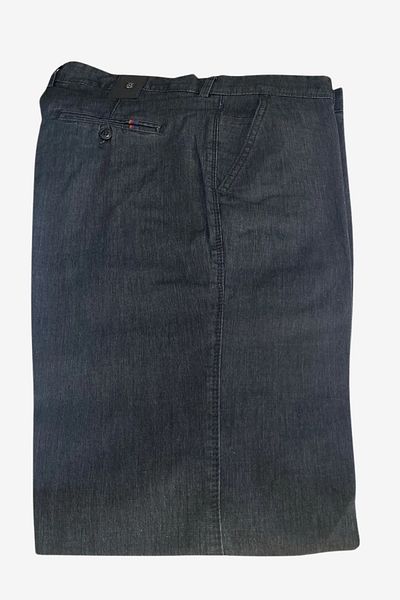 BURSPA Relaxed Cut Lycra Cotton Men's Dad Black Linen Trousers