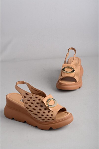 SEÇ KUNDURA SEÇ 8067 SANDALET DE FEMEIE CU CĂLDURĂ DIN PIELĂ GENUINĂ (Lungime toc: 7cm) TABA