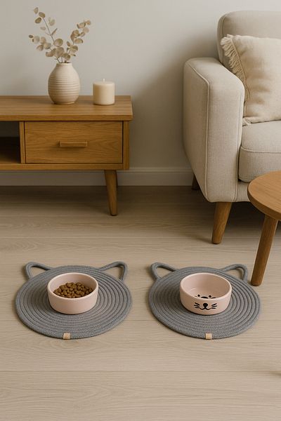 ÖRGÜM 2-Piece Cat Feeding Mat - 30x30 cm Cat Placemat
