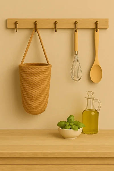 EGE ÖRGÜM Basket Decorative Kitchen Organizer Bag Holder 28X14 cm