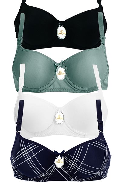 CHC Chocho Women's Underwire Unpadded 4-Piece Bra Set
