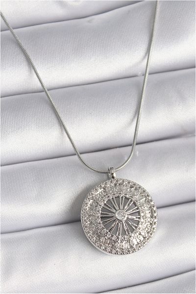 Skygo 316L Steel Silver Color Zircon Stone 12 Zodiac Sign Medallion Model Women's Necklace - Tj-Bko9541