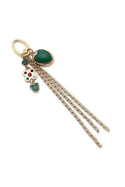 Mon Reve Love Link Gold Plated Chain Green Heart Charm Bag Accessory