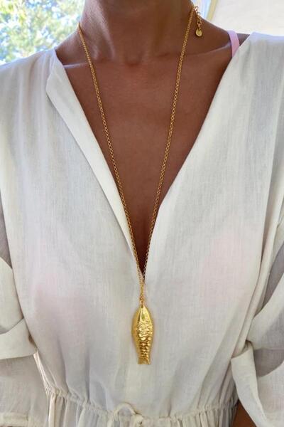New Obsessions Gold Color Big Fish Dangle Long Chain Women's Necklace