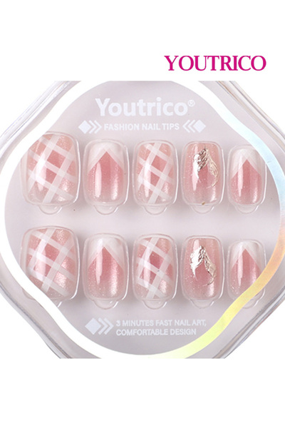 Youtrico 30 أظافر صناعية شبه يدوية، عين القطة، ذيل حورية البحر، أظافر