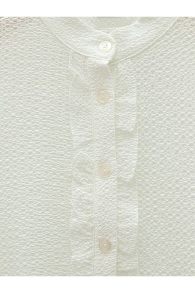 Modamorfo Seersucker Tunic με βολάν φούστα και κουμπιά μπροστά