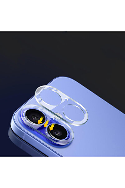 Powerfox iPhone 16/ 16 Plus Uyumlu Tam Kaplayan Şeffaf Lens Koruyucu