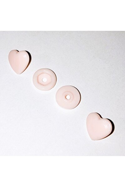 SeraSelin Dikişsiz T5=12,4 Mm Kalp Şekilli Uçuk Pembe Çıtçıt, 10 Adet, Dikişs...