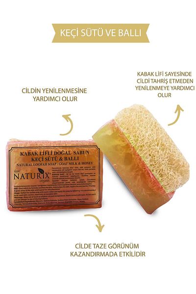 Naturix Pumpkin Fiber Goat Milk & Honey Soap 130 Gr |   Peeling Effective, Drying, Natural Soap