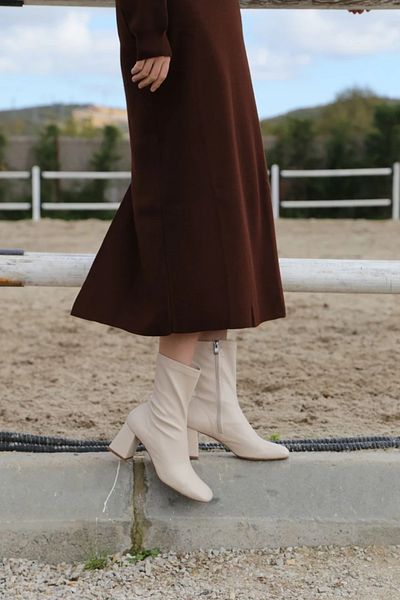 Letafia Feel Beige Stretch μπότες από συνθετικό δέρμα