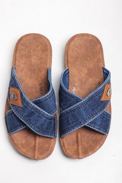 Man Papuci de denim cu bandă încrucișată pentru bărbați