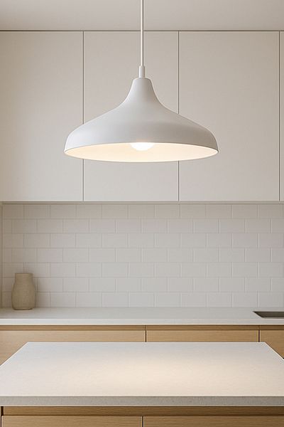 Modavize Modern Bright White Nile Design - Living Room and Kitchen Cafe Metal Single Pendant Lamp Chandelier