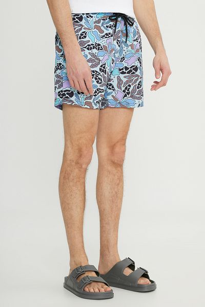 AC&Co / Altınyıldız Classics Ανδρικό μπλε σορτς μαγιό με μοτίβο Quick Dry Standard Fit με κανονική εφαρμογή