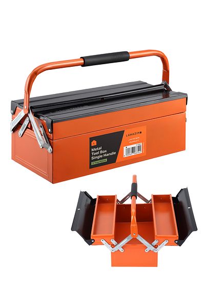 Lawazim Metal Toolbox 2-Layer 3-Tray - 16inch (42cm) - Tool Organizer with Lock Hole