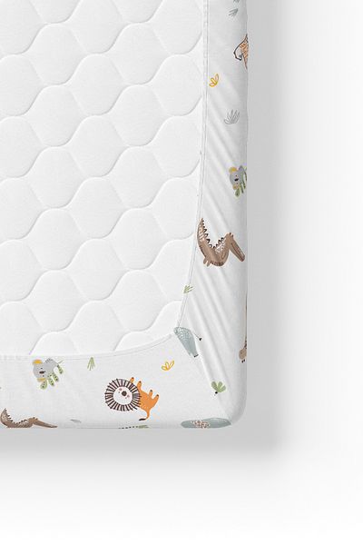 Wheeppo 100% Cotton Ranforce Fitted Sheet Set - Jungle Park Bed 70X120 35X45