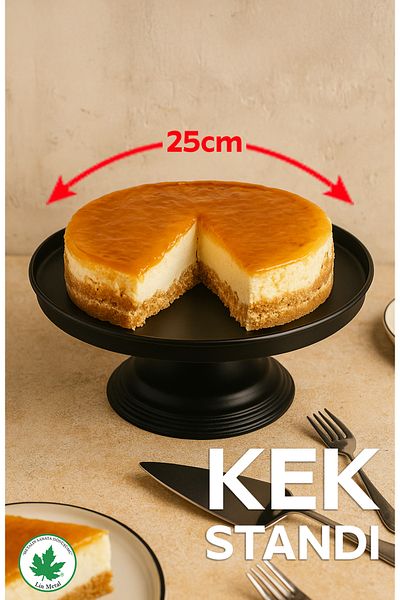 linmetal Freesia Footed Presentation Plate - Black Cake Presentation Plate with Metal Legs
