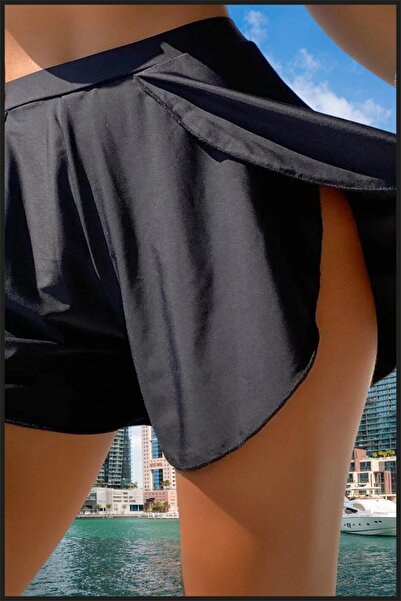 missmaral Kadın Şort Etek Görünümlü Yırtmaçlı Deniz Havuz İçin Özel Tasarım (içte bikini slip ) 11100