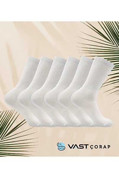 Vast Beyaz Tenis Çorap 6 çift Pamuklu Soket Boy