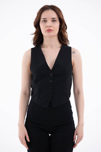nevege Women's Black Lined Vest - Short